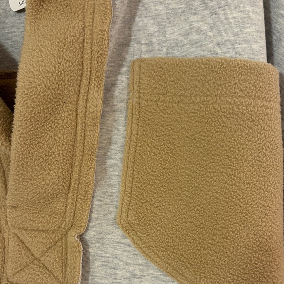 Free People Cozy Contrast Collar Pullover in Heather Gray and Camel - Picture 2 of 5
